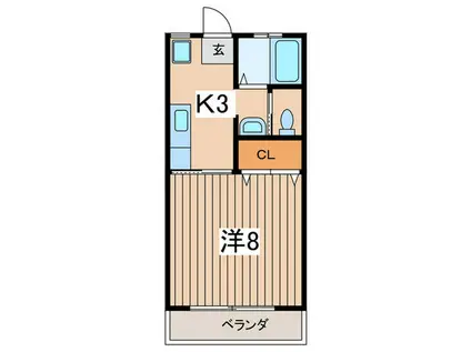 ハッピータチバナ(1K/2階)の間取り写真