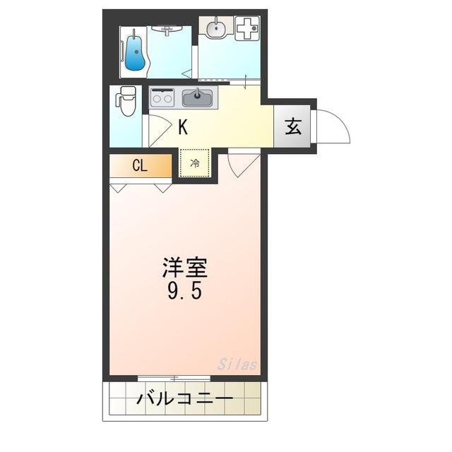 フジパレス住吉山之内(1K/3階)の間取り写真