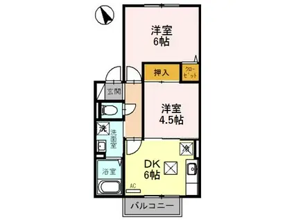 ジュネスカーサ17(2DK/1階)の間取り写真