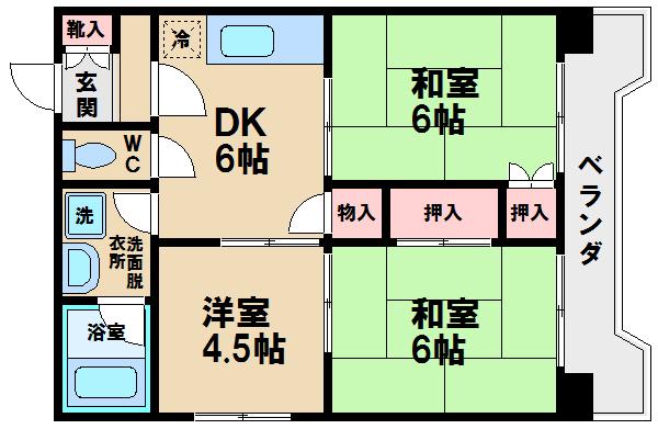 モンリベルテ天王寺(3DK/5階)の間取り写真