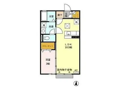 COMODO楠III(1LDK/1階)の間取り写真