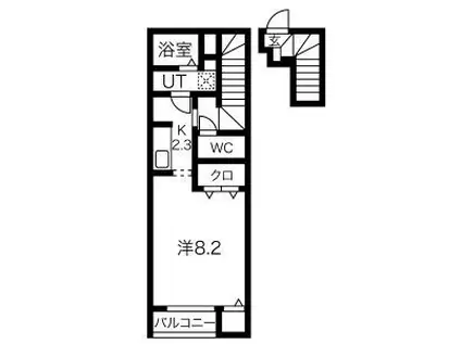 グロース・リープ(1K/2階)の間取り写真