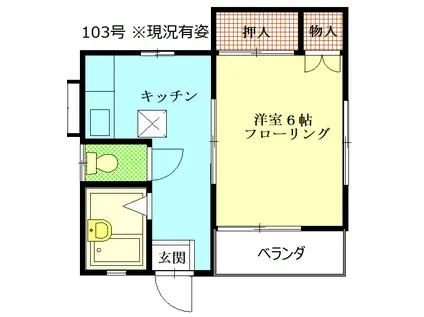 コーポ西沢(1DK/1階)の間取り写真