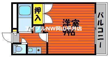 ハイクレスト操山(1K/1階)の間取り写真