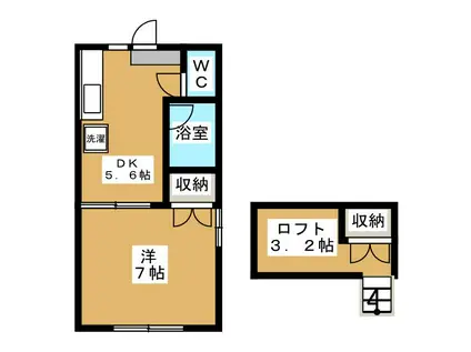 オアシスI(1DK/2階)の間取り写真