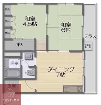 サンハイツ江坂(2DK/1階)の間取り写真