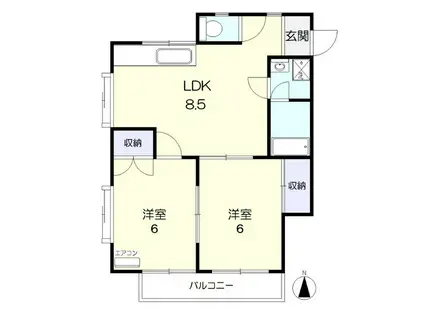 サンハイツテラオII(2LDK/1階)の間取り写真