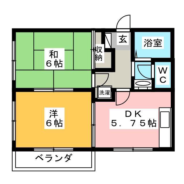 クレール松飛台(2DK/2階)の間取り写真