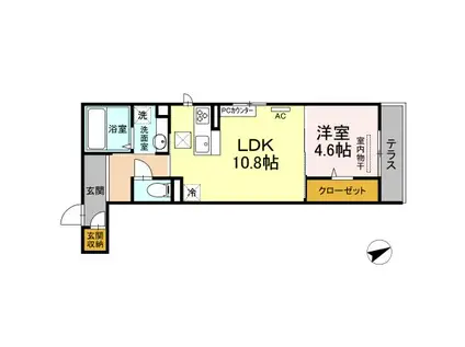 アネシス寺家A・B A棟(1LDK/1階)の間取り写真