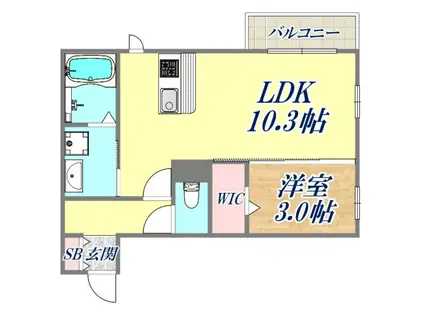 アンバーキューブ(1LDK/1階)の間取り写真