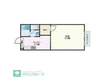 ドミール博多 A棟(1K/2階)の間取り写真