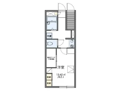 ＪＲ五日市線 武蔵引田駅 徒歩14分 2階建 築21年(1K/1階)の間取り写真