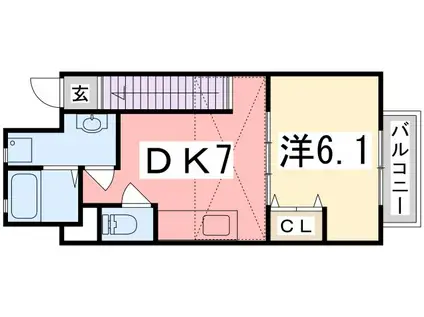 エバーソレーユ(1DK/2階)の間取り写真