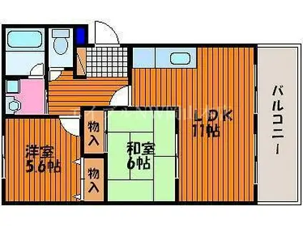 ベアーフルート・II(2LDK/3階)の間取り写真