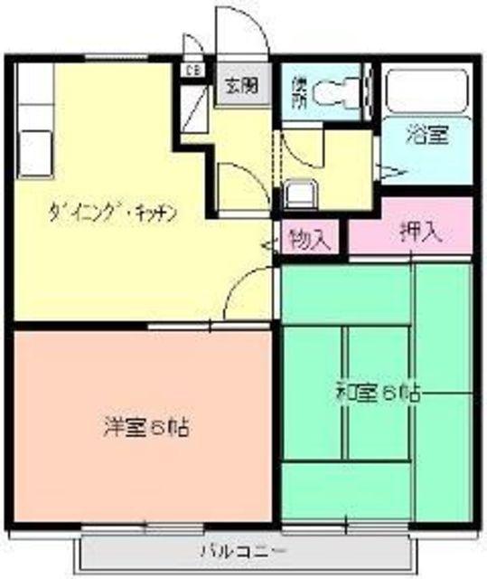 キャッスルII(2DK/1階)の間取り写真