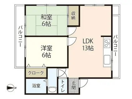 山田ビル(2LDK/2階)の間取り写真
