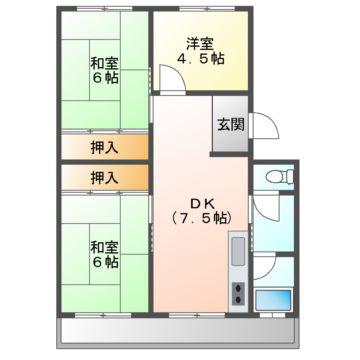 すずらん台コート(3DK/4階)の間取り写真