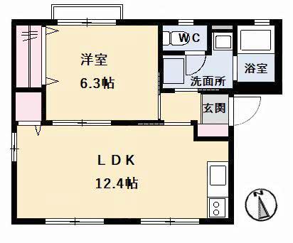 メゾンアムールA棟(1LDK/1階)の間取り写真