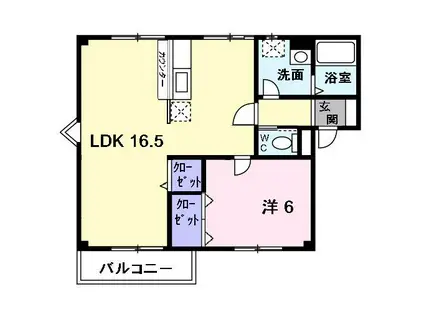 メゾン鳥井(1LDK/2階)の間取り写真