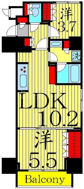 クレストコート押上ノース(2LDK/3階)の間取り写真