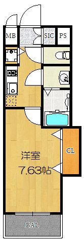 ラグゼ新大阪サウス(1K/4階)の間取り写真