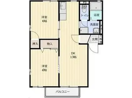 ロジュマンA棟(2LDK/1階)の間取り写真