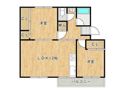 浅香山10号棟(2LDK/4階)の間取り写真