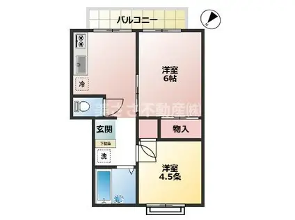 エステートピア中舟田(2DK/1階)の間取り写真