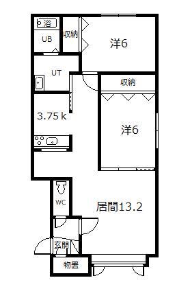 ふれんど(2LDK/1階)の間取り写真