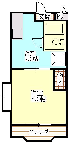 馬込川マンション(1DK/1階)の間取り写真