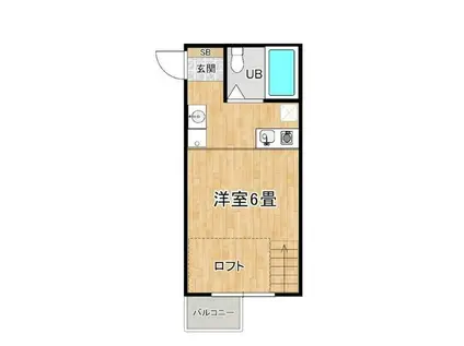 ビアン国立(ワンルーム/3階)の間取り写真