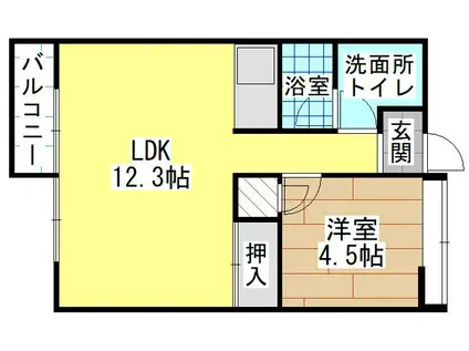 MOON中原東(1LDK/3階)の間取り写真