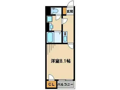 クレイノクオーレ若葉(1K/2階)の間取り写真