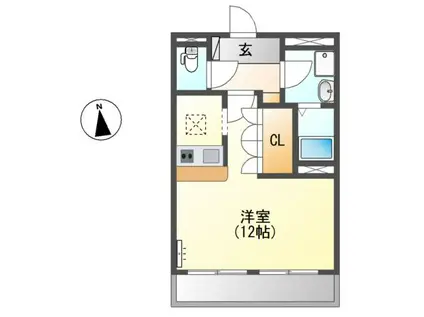 ウッドヴィレッジIII(1K/1階)の間取り写真