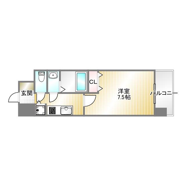 KDXレジデンス三宮(1K/3階)の間取り写真