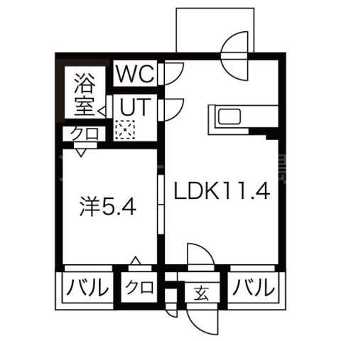 トレジャーキャッスル参番館(1LDK/5階)の間取り写真