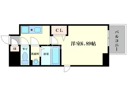 フォーリアライズ難波南レーヴ(1K/11階)の間取り写真