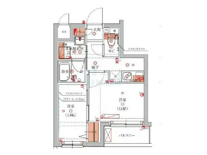 ハーモニーレジデンス池袋ウエスト(2K/2階)の間取り写真