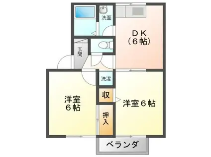 セジュールゼラニューム(2DK/1階)の間取り写真