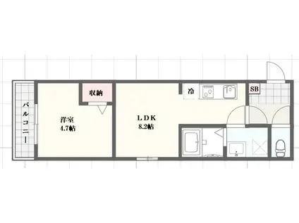 アーバンコート加古川(1LDK/2階)の間取り写真