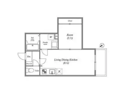 ハーモニーテラスREN相川(1LDK/2階)の間取り写真