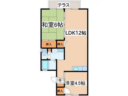 ブレマ平野A(2LDK/1階)の間取り写真