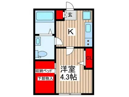 KEIAI RESIDENCE せんげん台II(1K/3階)の間取り写真