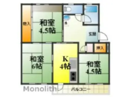 鶴山台37号棟(3K/2階)の間取り写真