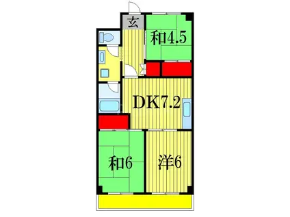 アミカル高橋(3DK/4階)の間取り写真