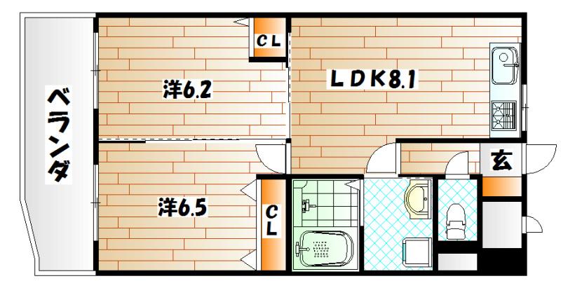 コートハウス大手町(2LDK/7階)の間取り写真