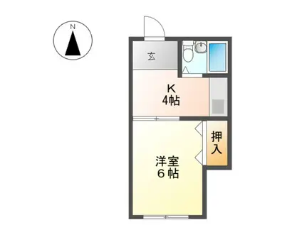 シャトー香織(1K/2階)の間取り写真