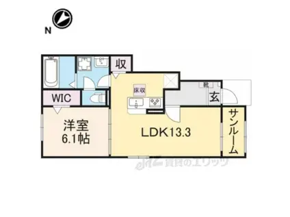 カーサKスワン1(1LDK/1階)の間取り写真