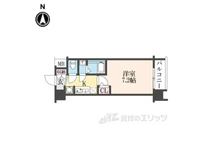 エステムコート京都二条(1K/2階)の間取り写真