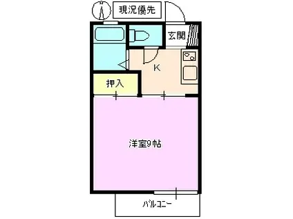 エステート桜坂 C棟(1K/1階)の間取り写真